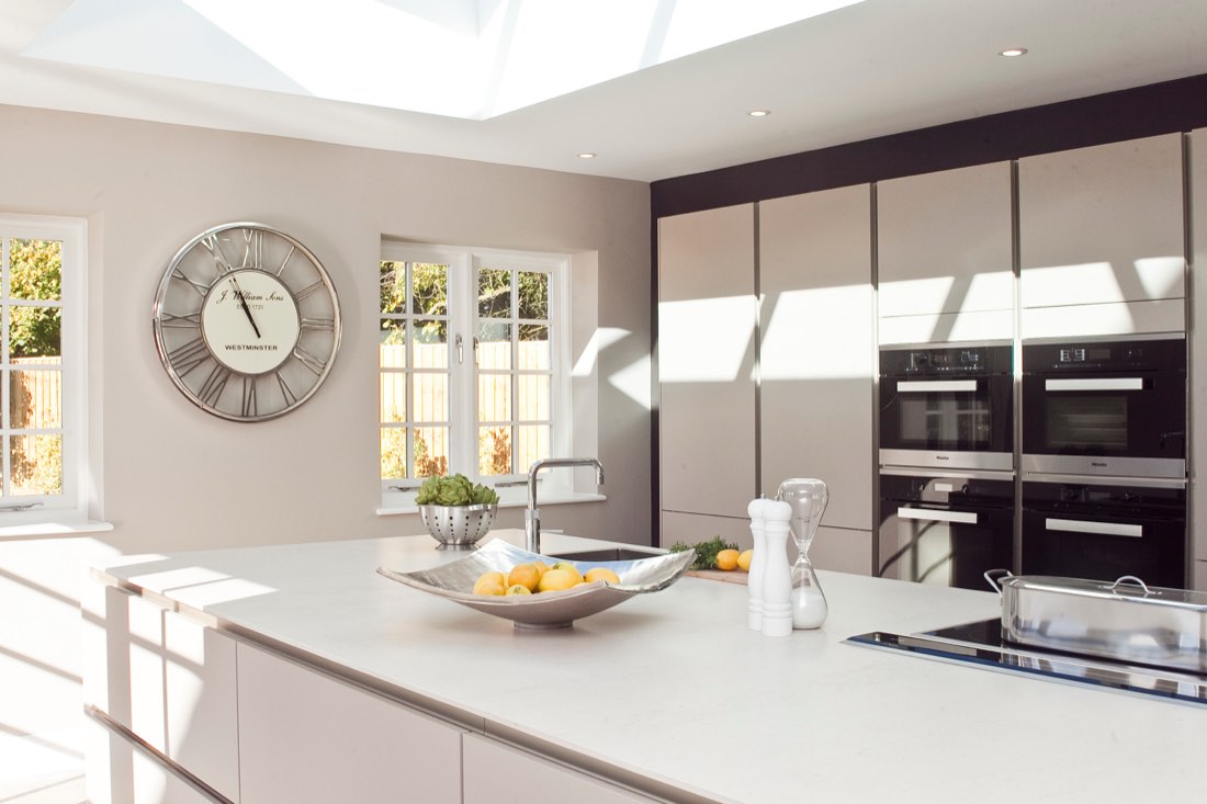A contemporary kitchen in a completed self-build